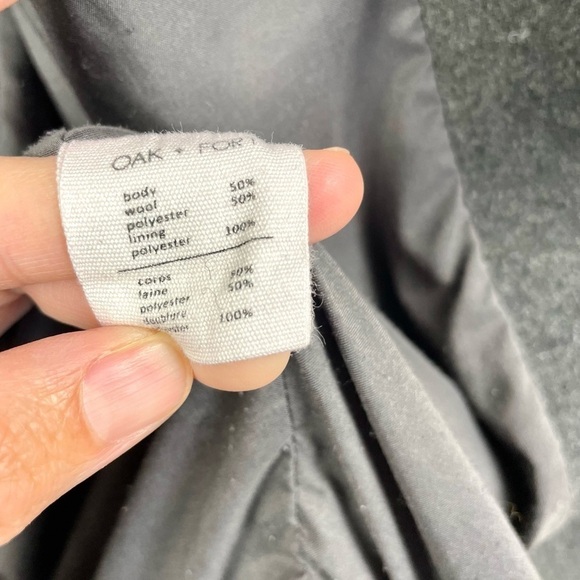 OAK + FORT Dark Grey Wool Blend Ribbed Trim Zip Up Coat Size XS - Picture 7 of 7